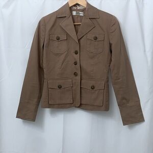 Women’s Petite Sophisticate Stretch Brown Coat Size 0‎ EUC